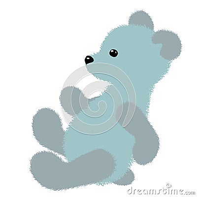 Soft plush toy white polar teddy bear. Vector Illustration